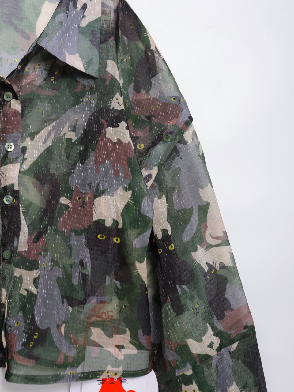 Cat camouflage button-down shirt