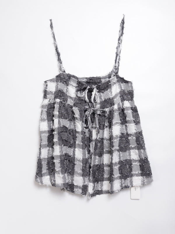 Fringed Check Knotted Camisole