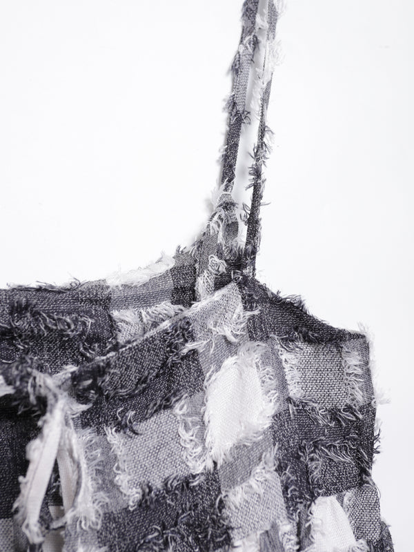 Fringed Check Knotted Camisole