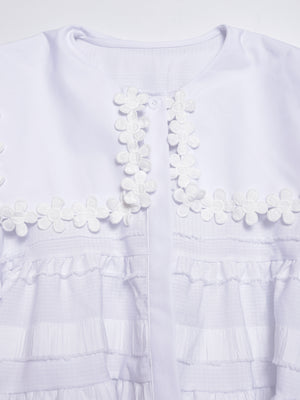 Lace Collar Branch White Ruffle Top