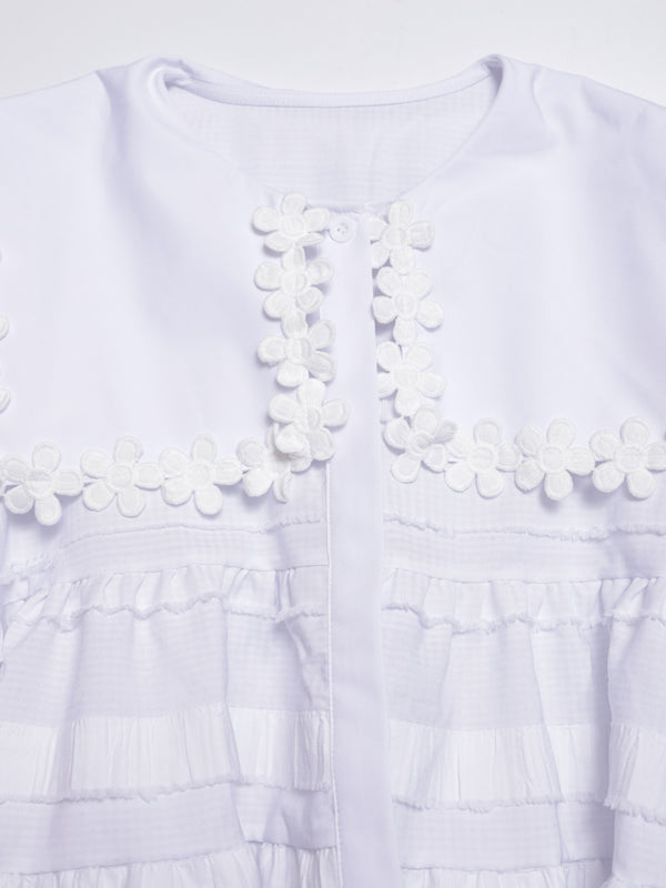 Lace Collar Branch White Ruffle Top