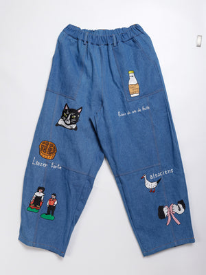 Cat Nordic Travel Guide Embroidered Balloon Trousers