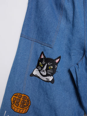 Cat Nordic Travel Guide Embroidered Balloon Trousers