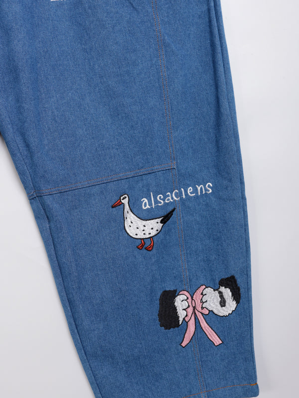 Cat Nordic Travel Guide Embroidered Balloon Trousers