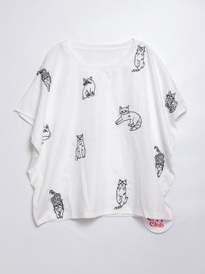 Cat Daily Line Wide Sleeve Top