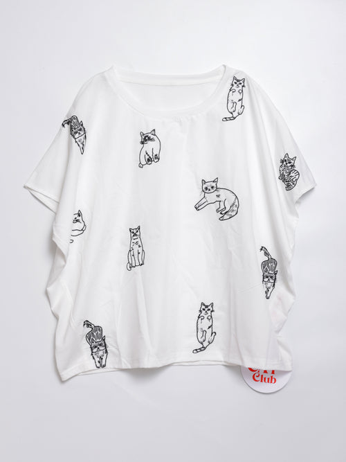 Cat Daily Line Wide Sleeve Top