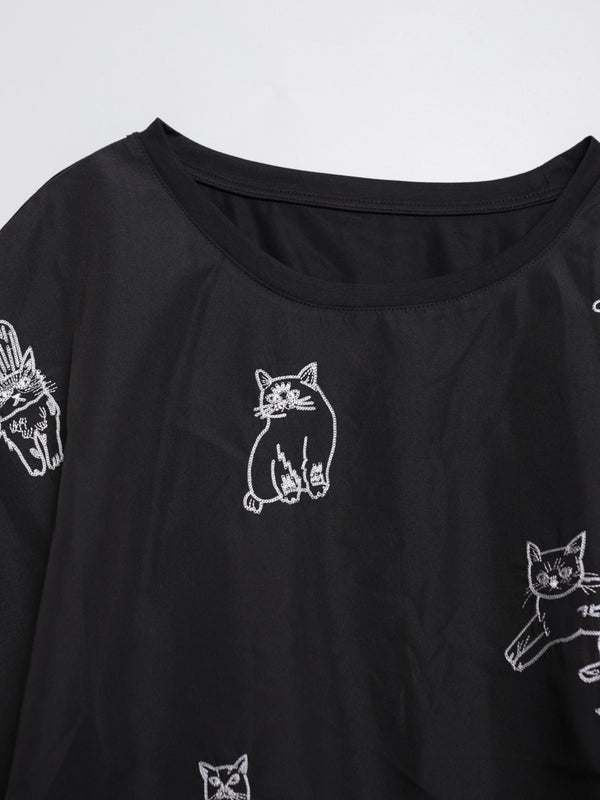 Cat Daily Line Wide Sleeve Top