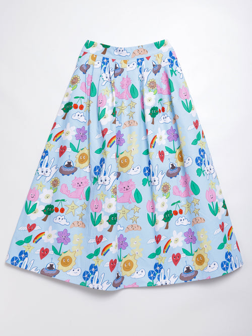 Sunny Cat Island A-Cut Skirt