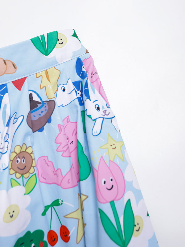 Sunny Cat Island A-Cut Skirt