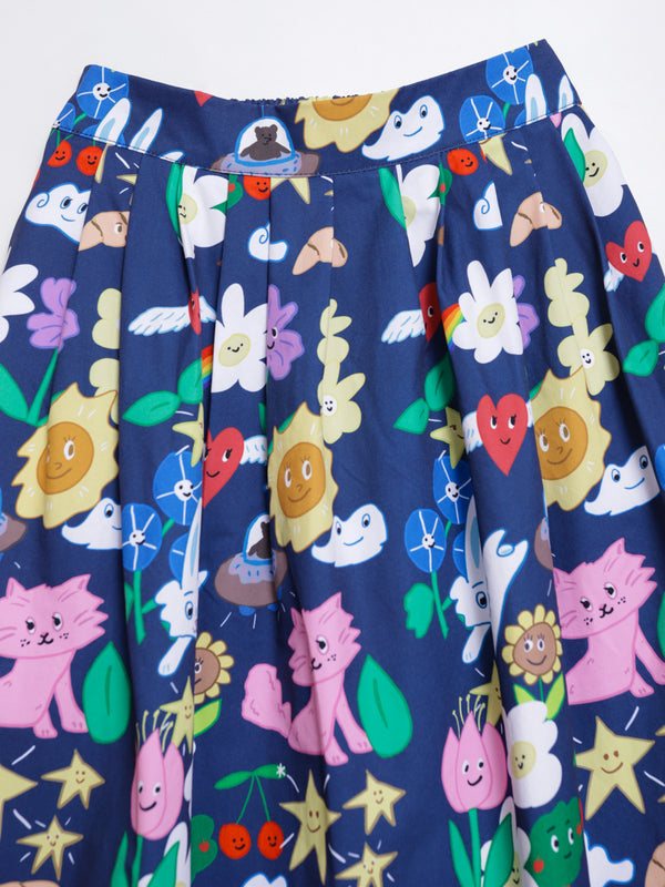 Sunny Cat Island A-Cut Skirt