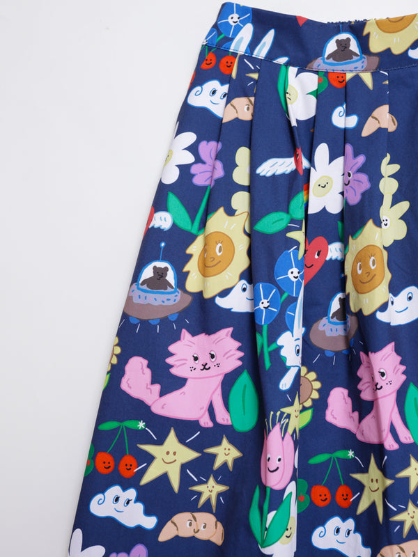 Sunny Cat Island A-Cut Skirt