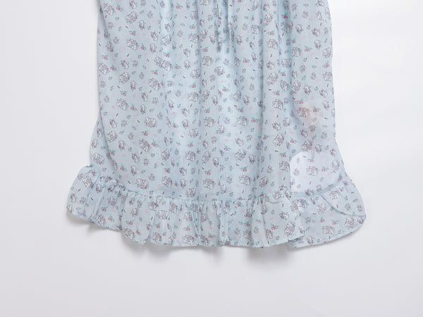 White cat floral ruffle vest