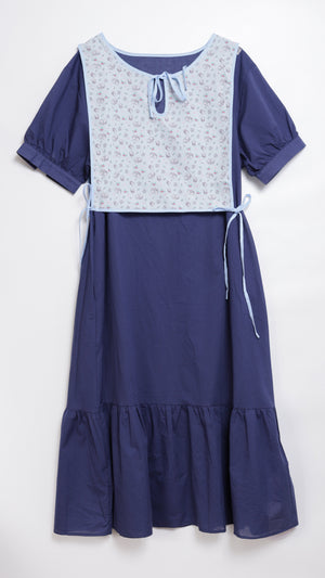 White cat floral midi knotted dress