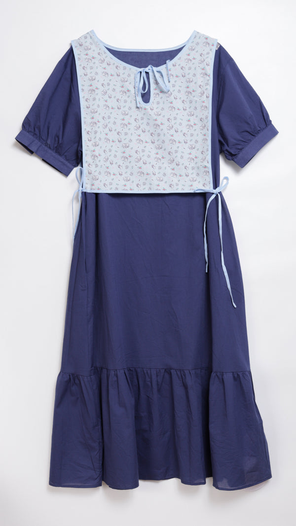 White cat floral midi knotted dress