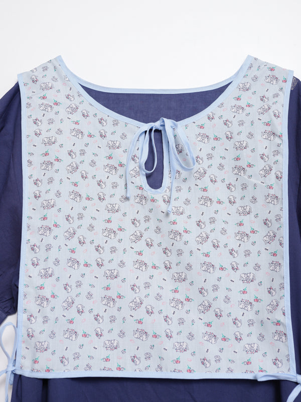 White cat floral midi knotted dress