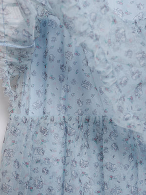 Little white cat floral tail three-layer tulle skirt