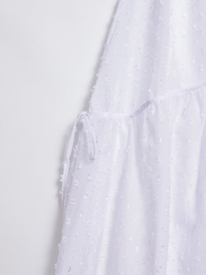 Three-dimensional polka dot fabric skirt with bows on both sides