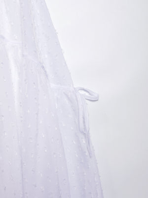 Three-dimensional polka dot fabric skirt with bows on both sides