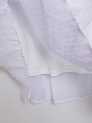 Three-dimensional polka dot fabric skirt with bows on both sides