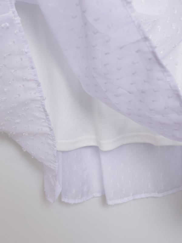 Three-dimensional polka dot fabric skirt with bows on both sides