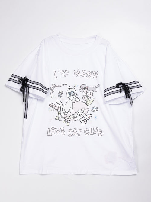 Cat Doll house sleeve lace Tee