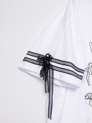 Cat Doll house sleeve lace Tee