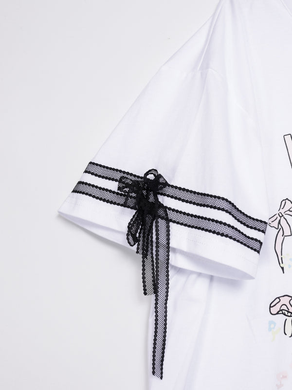 Cat Doll house sleeve lace Tee