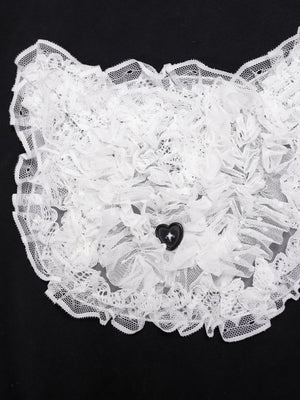 Lace Cat Head Ruffle Tee