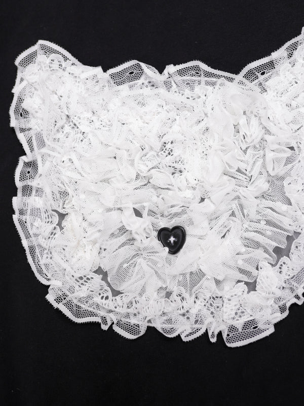 Lace Cat Head Ruffle Tee