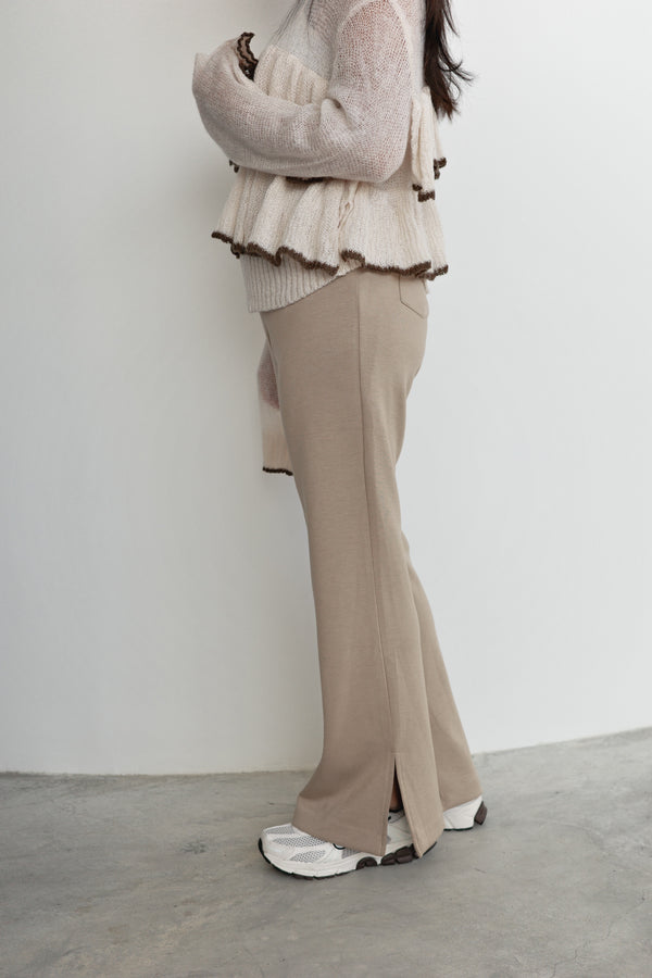 Hollow mohair ruffle top