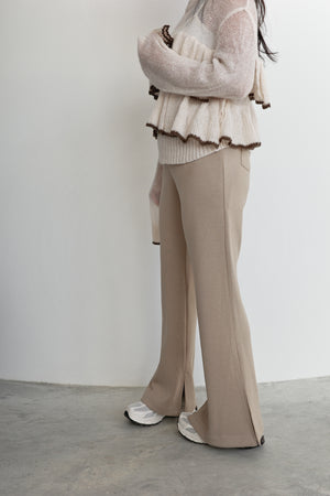 Hollow mohair ruffle top