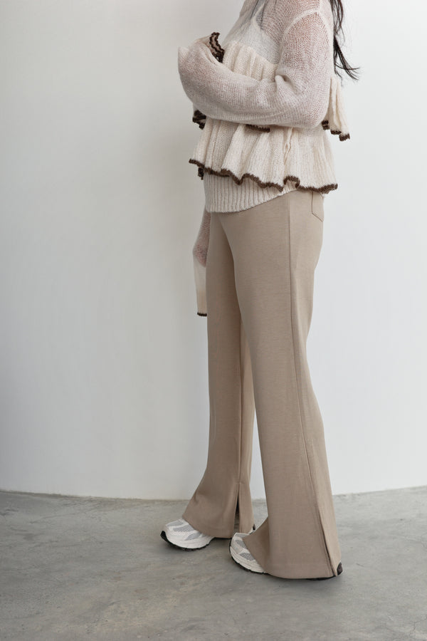 Hollow mohair ruffle top