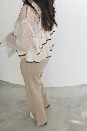 Hollow mohair ruffle top