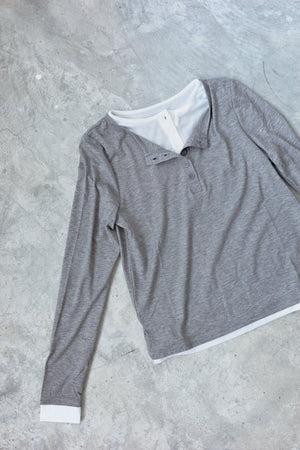 Contrast Henley Neck Pullover