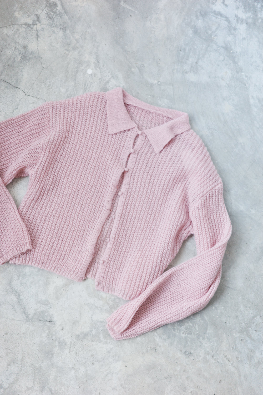 Brushed yarn single-sided ribbed knit polo shirt