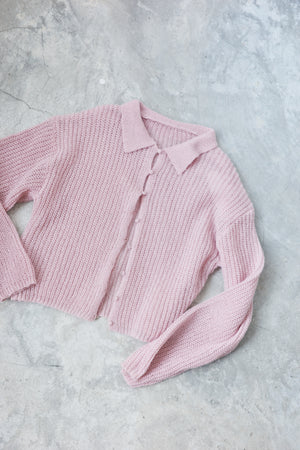 Brushed yarn single-sided ribbed knit polo shirt