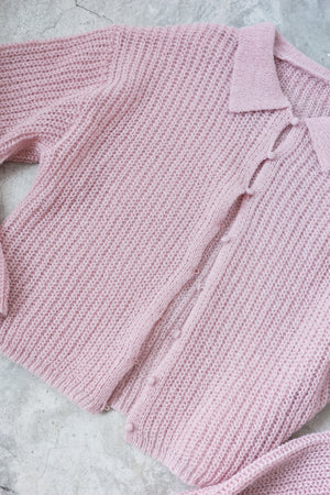 Brushed yarn single-sided ribbed knit polo shirt