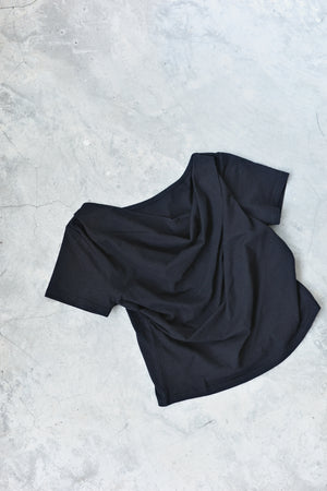 Cotton jersey off-the-shoulder T-shirt