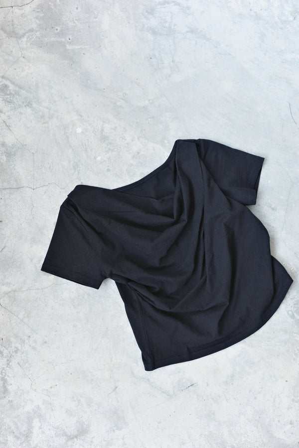 Cotton jersey off-the-shoulder T-shirt