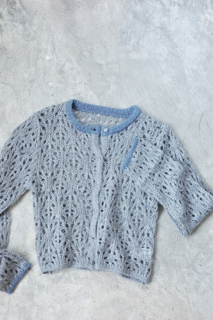 Hollow color crew neck cardigan