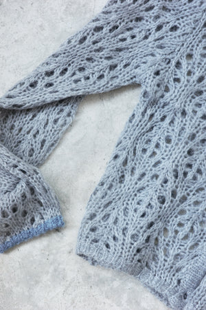 Hollow color crew neck cardigan