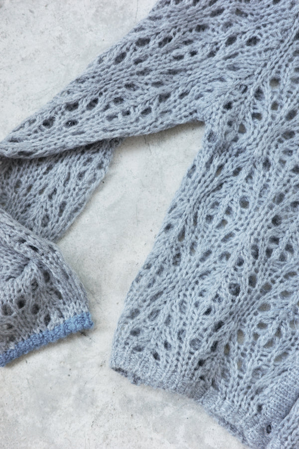 Hollow color crew neck cardigan