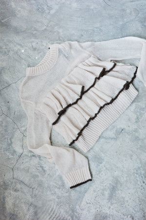 Hollow mohair ruffle top