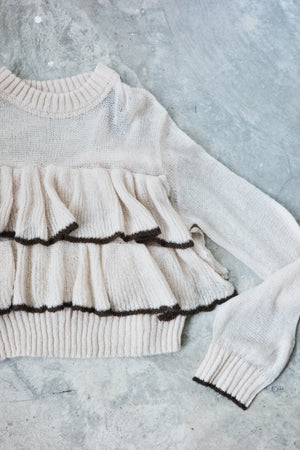 Hollow mohair ruffle top