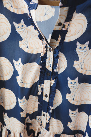 Many Many Cats Half-Button Dress