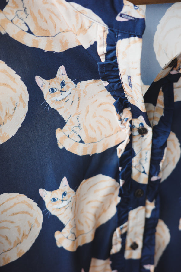 Many Many Cats Half-Button Dress