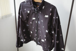 Four-color cat floral print trench coat