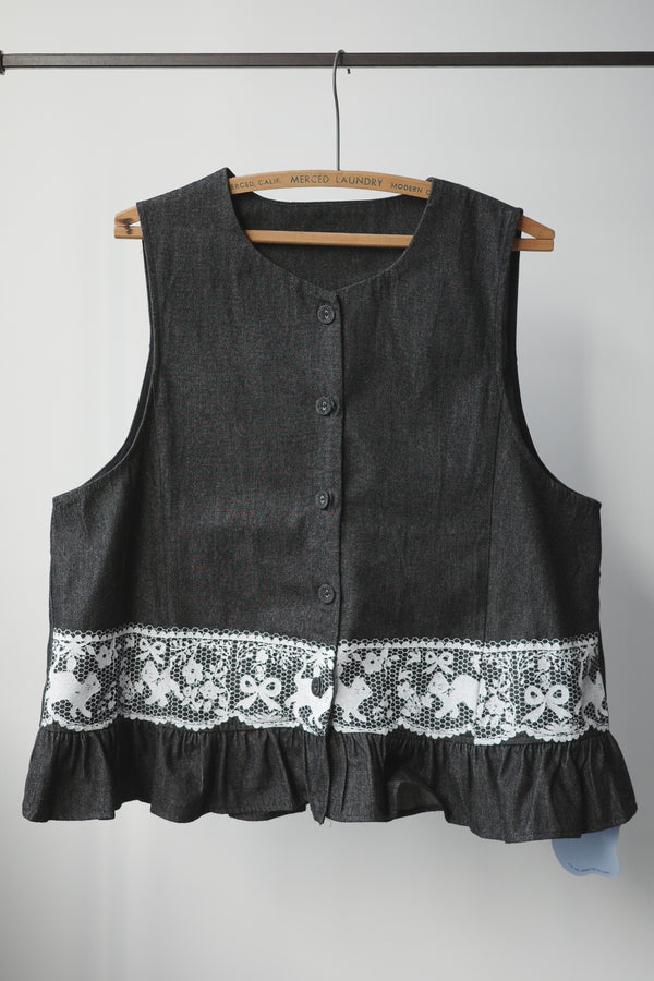 Lace Cat Print Vest