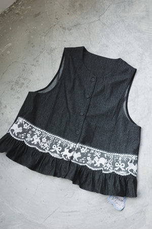 Lace Cat Print Vest