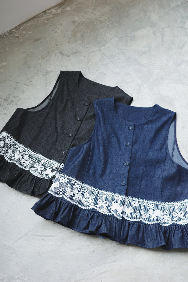 Lace Cat Print Vest